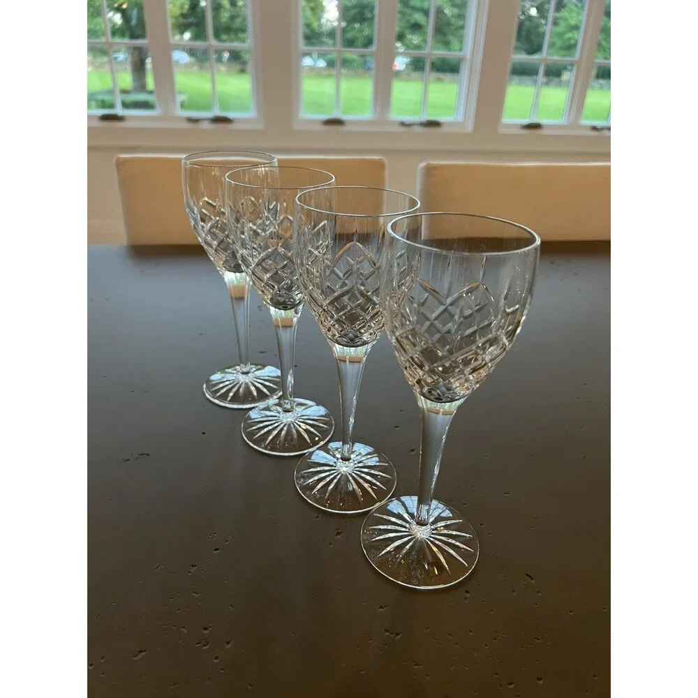 Early Waterford Crystal Comeragh Goblets Set of 4 Vintage Irish Family Estate